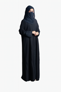 Elegant Black Abaya, Dubai Style, Embellished Sleeves-Black (Size-XL)
